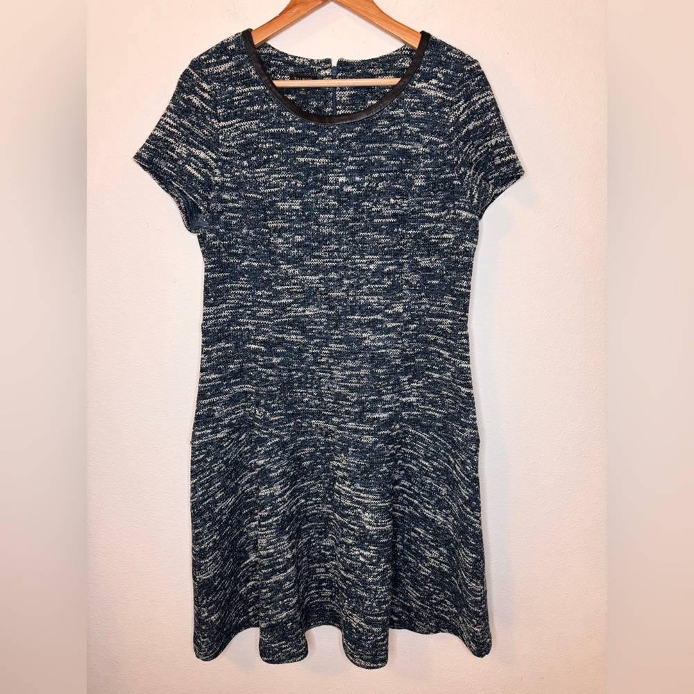 Talbots Large Blue/White Tweed Drop Waist Dress